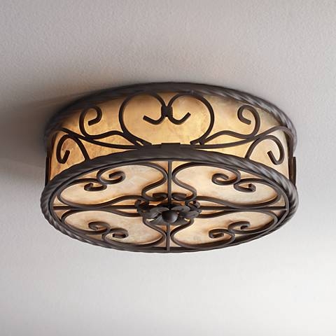 John Timberland Natural Mica Collection 12" Wide Ceiling Light Fixture - Image 0