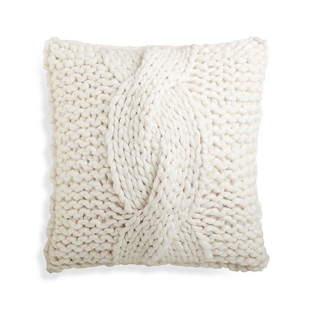 Cozy Knit Ivory 23" Pillow with Down-Alternative Insert - Image 2