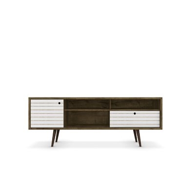 "Lewis Mid Century Modern 70.86"" TV Stand with 4 Shelving Spaces and 1 Drawer" - Image 0