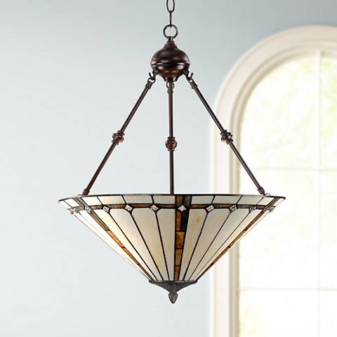 Robert Louis Tiffany 20" Wide 3-Light Ivory Glass Cone Pendant Light - Image 0