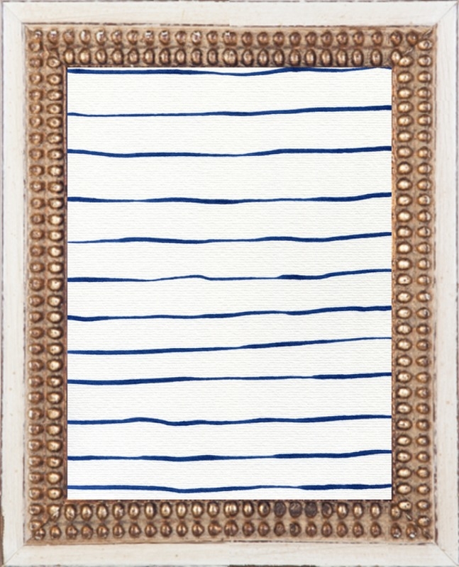 Blue Stripes - 8x10' - Distressed cream double bead wood - Image 0