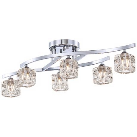 Possini Euro Crystal Cube 30 1/2" Wide Modern Chrome LED Ceiling Light - Image 1