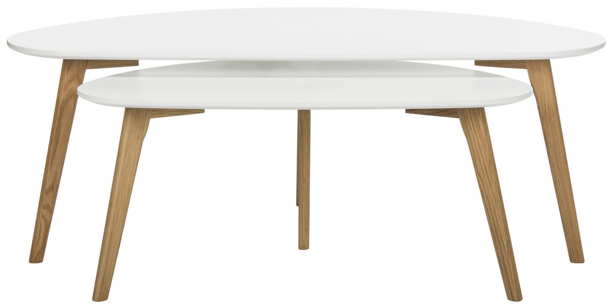 Olida Double Coffee Table - White/Oak - Arlo Home - Image 1