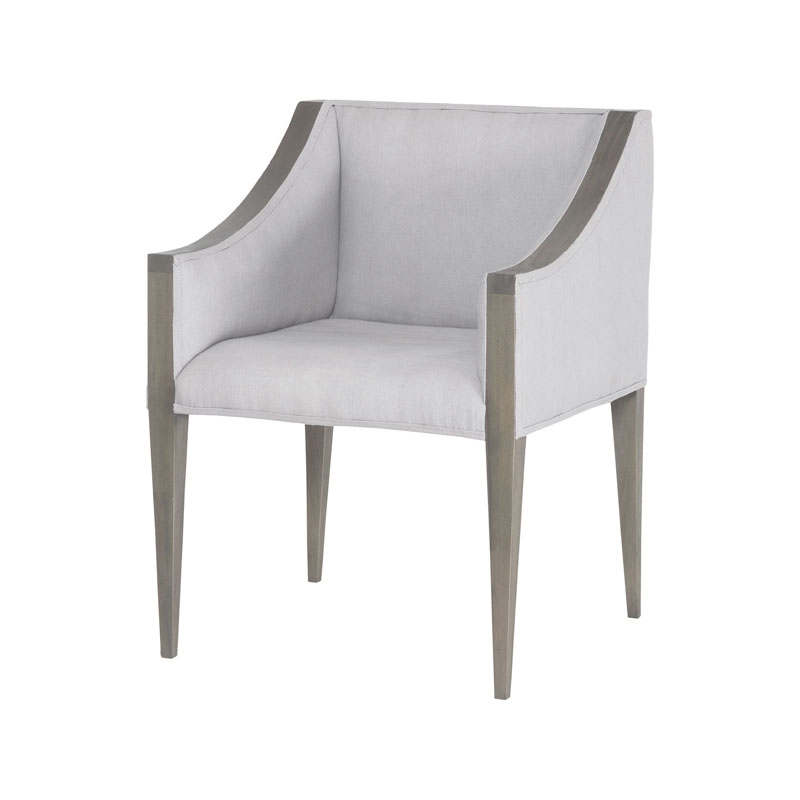 Ashley Side Chair In Waterfront Grey Stain With Morning Mist Linen Upholestery - Image 0