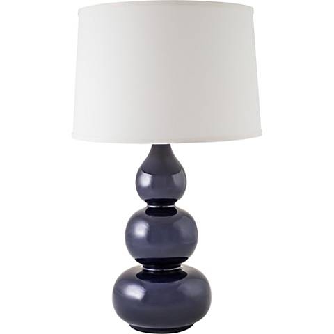 RiverCeramic® Triple Gourd Gloss Navy Table Lamp - Image 0