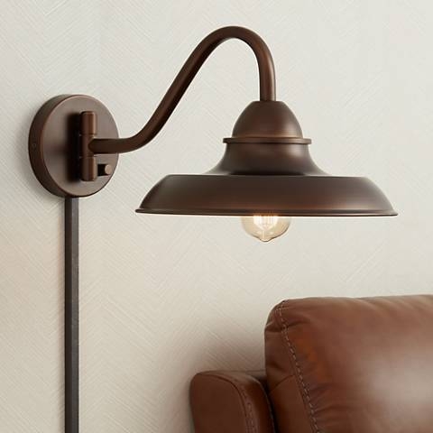 Bowdon Bronze 10"H Indoor Plug-In Sconce with Edison Bulb - Image 0