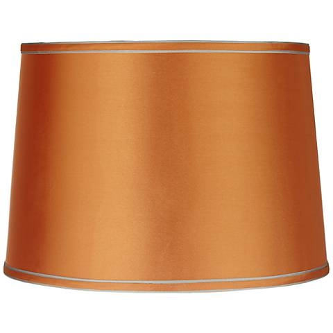 Springcrest Sydnee Satin Orange Silver Trim Drum Shade 14x16x11 (Spider) - Image 0
