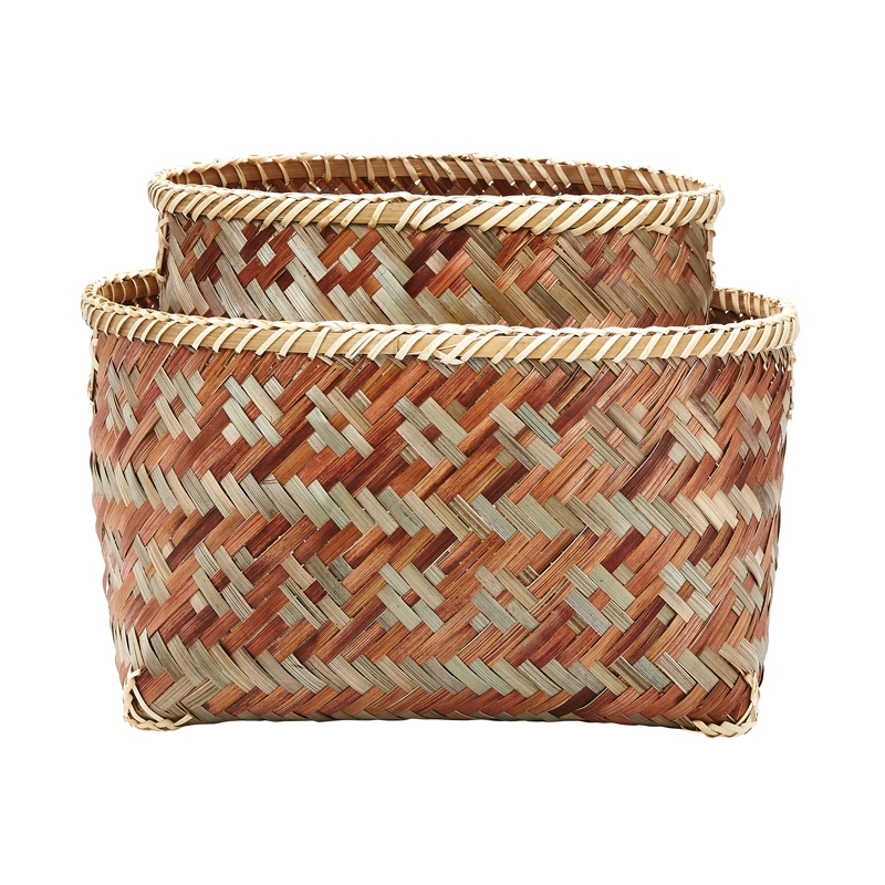 Woven Brown Sage Tonal Baskets - set of 2 - Image 0