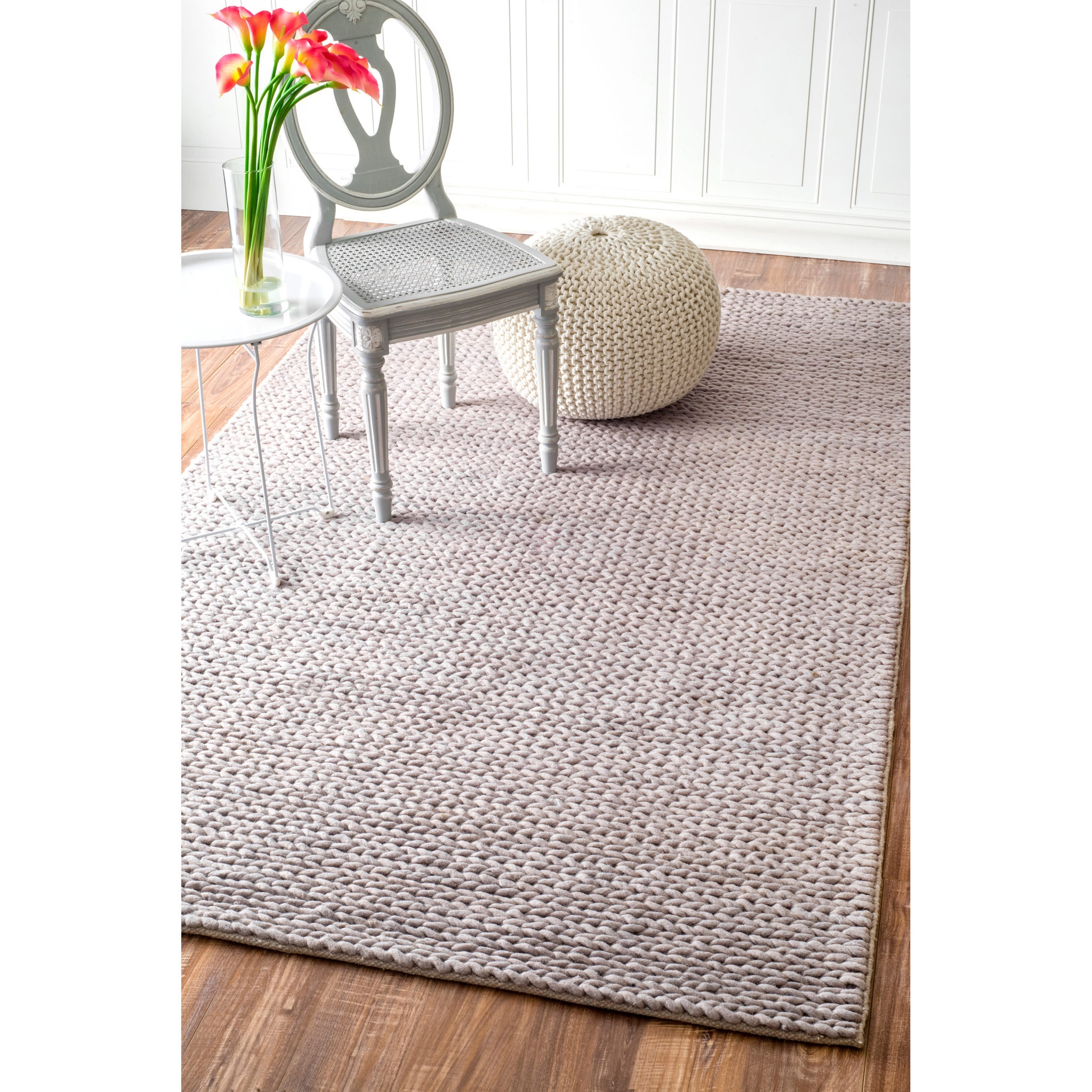 Hand Woven Chunky Woolen Cable Rug - 5'x8' - Image 1
