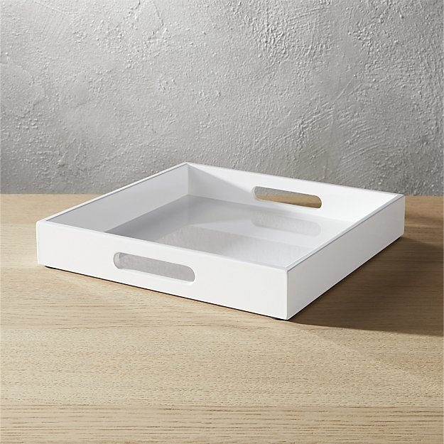 hi-gloss small square white tray - Image 0