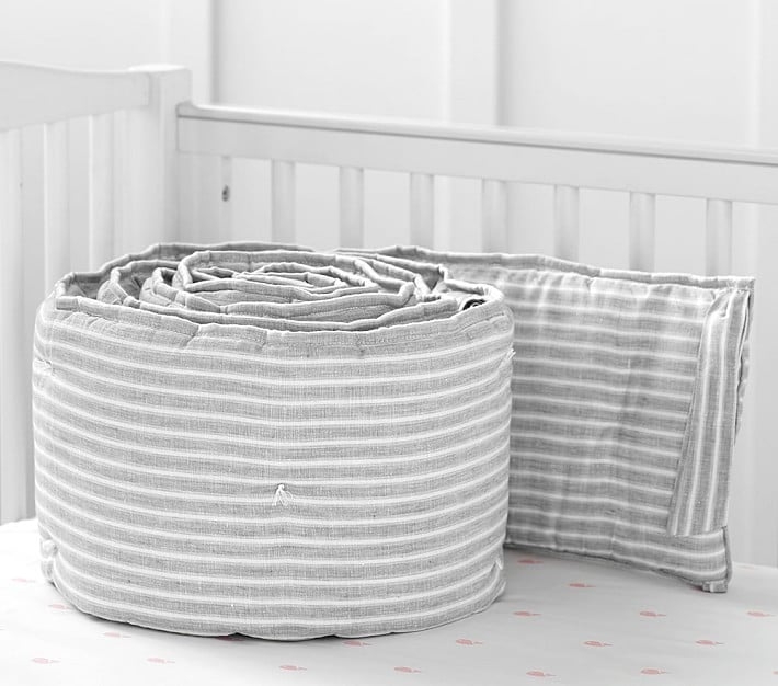 Nursery Bumper Bedding Set: Bumper, Crib Fitted Sheet & Crib Skirt - GRAY - Image 0