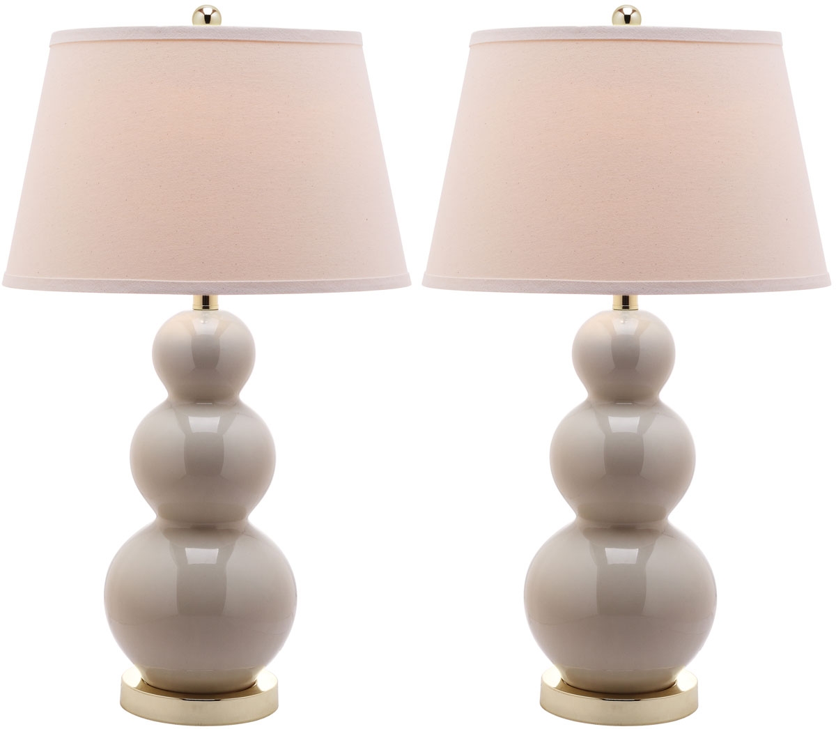Pamela 28-Inch H Triple Gourd Ceramic Table Lamp - Light Grey - Safavieh - Image 1