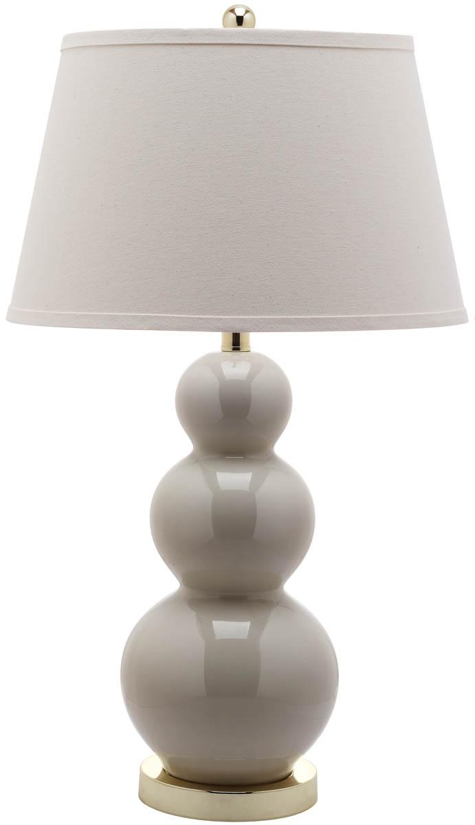 Pamela 28-Inch H Triple Gourd Ceramic Table Lamp - Light Grey - Safavieh - Image 2