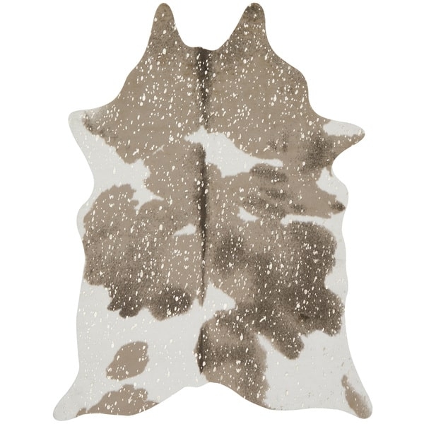 Clayton Taupe/ Champagne Faux Cowhide Rug (5' x 6'6) - Image 0