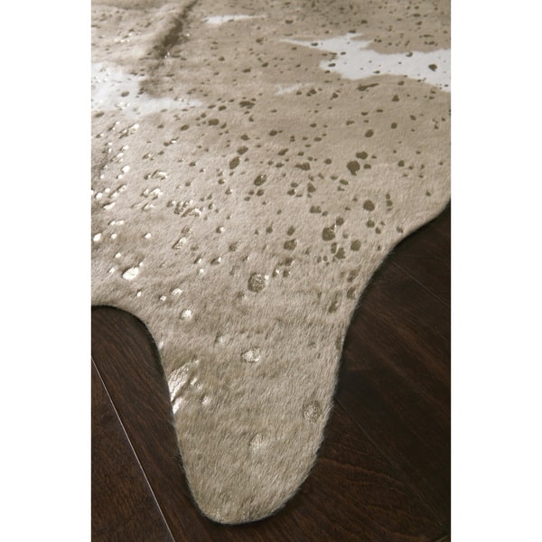 Clayton Taupe/ Champagne Faux Cowhide Rug (5' x 6'6) - Image 2