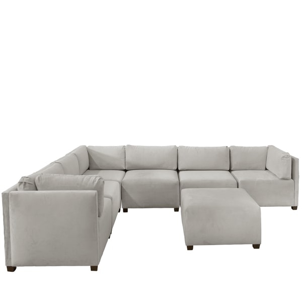 Third & Vine Velvet Light Grey Sectional Sofa - Image 0