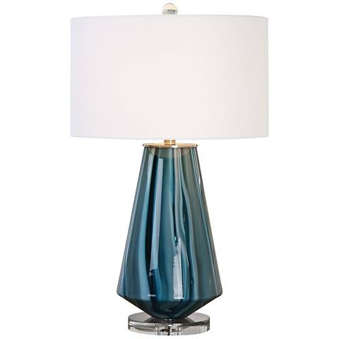 Uttermost Pescara Teal-Gray Glass Blue-Swirl Table Lamp - Image 0