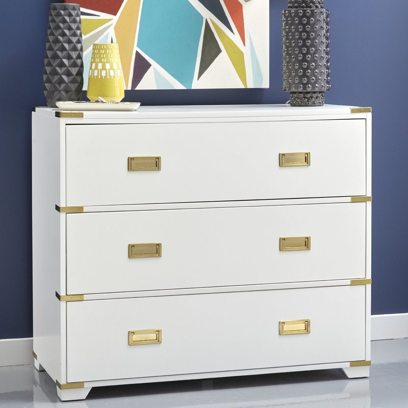 Vita Campaign Style 3 Drawer Accent Chest - Image 2