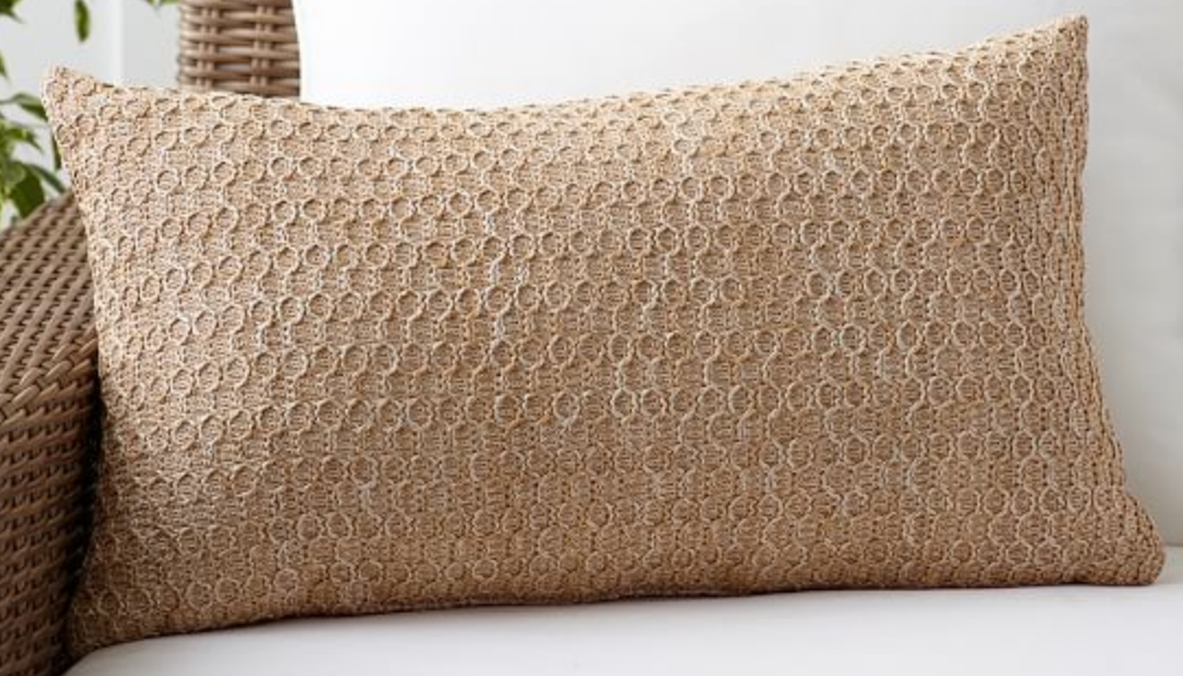 Honeycomb Faux Fiber Indoor/Outdoor Lumbar Pillow - Image 0