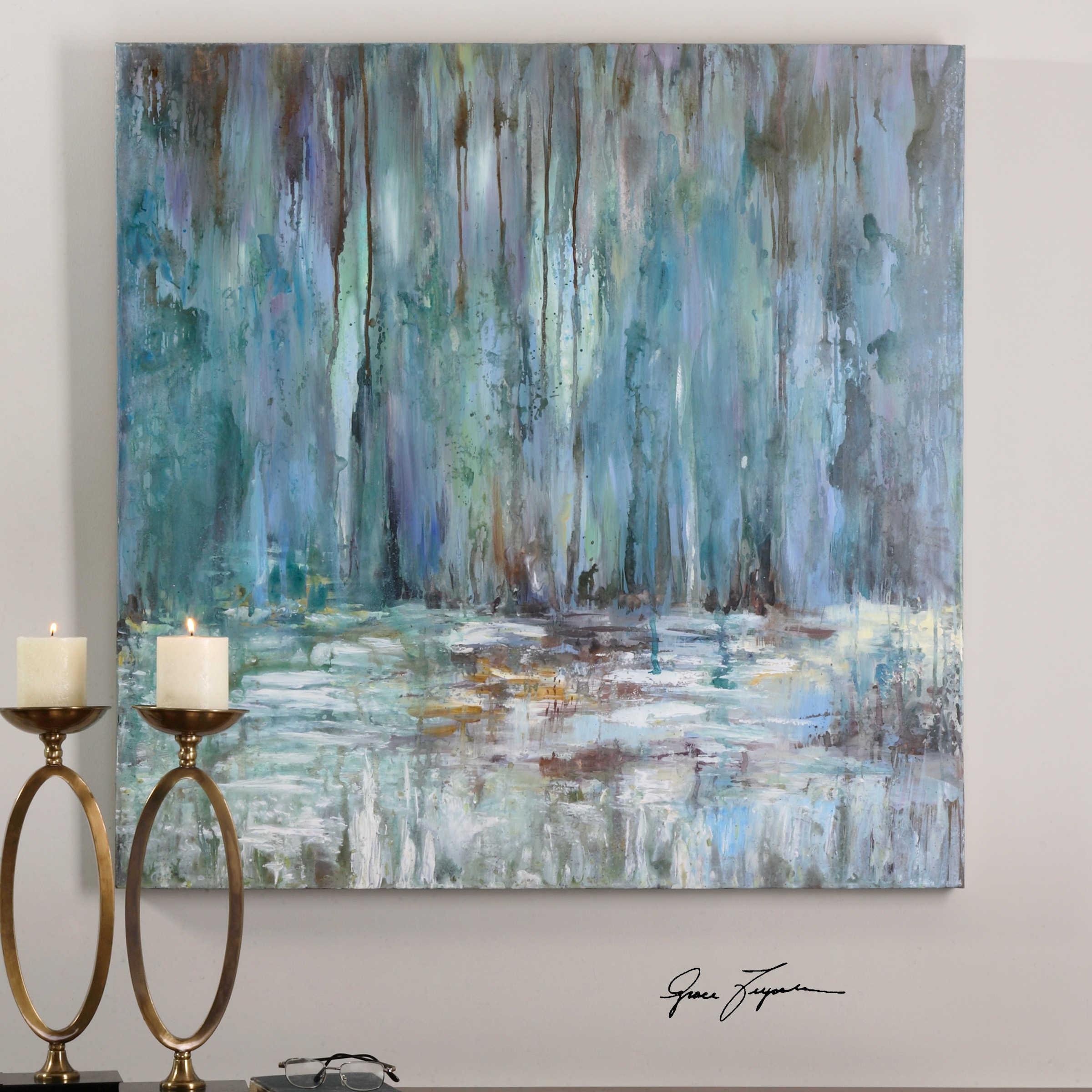 Blue Waterfall - 40" x  40" Canvas - Image 1