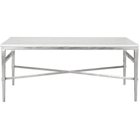 ACKER WHITE MARBLE COCKTAIL TABLE / SILVER - Image 0