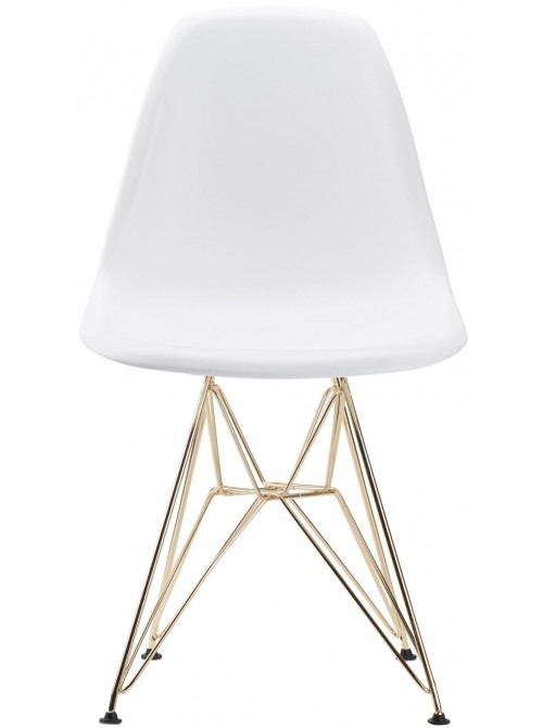 Haven Dining Chair, White and Gold - Image 0