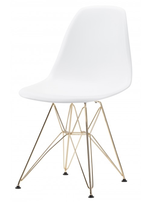 Haven Dining Chair, White and Gold - Image 1
