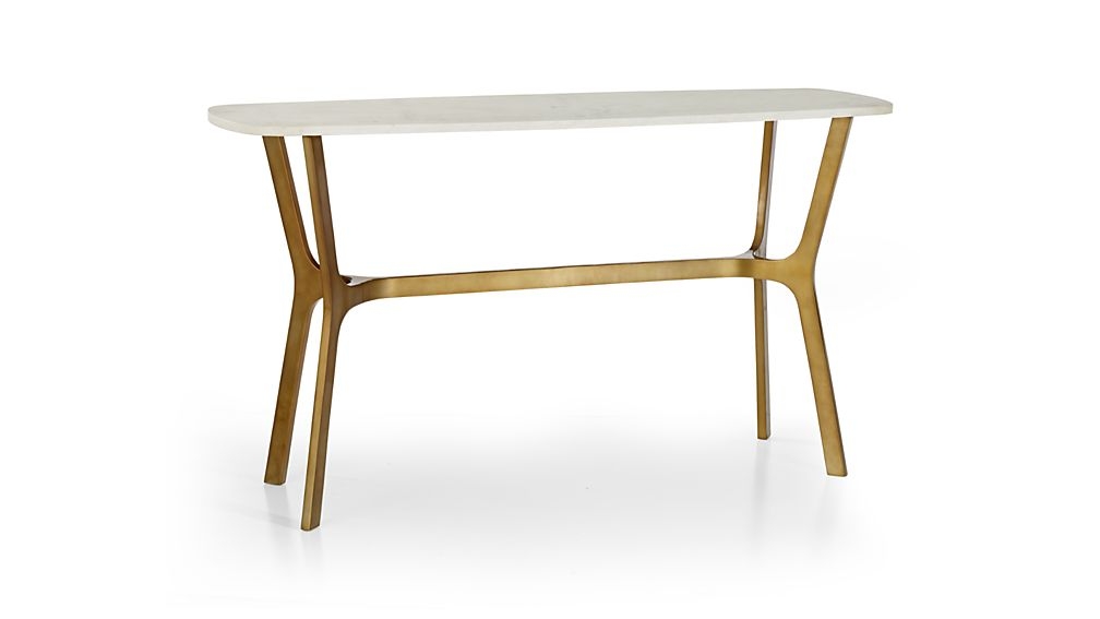 Elke Marble Console Table with Brass Base - Image 1