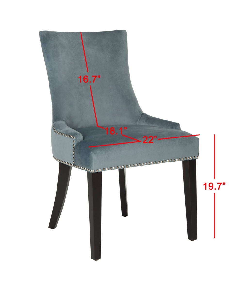 Lester 19''H Dining Chair (Set Of 2) - Silver Nail Heads - Blue/Espresso - Arlo Home - Image 2
