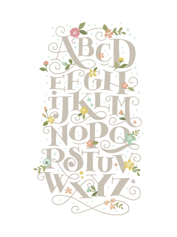 Blooming Letters - 18" x 24" - Framed (White) - Image 0
