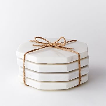 Hex Stone Coasters, White - Set of 4 - Image 0