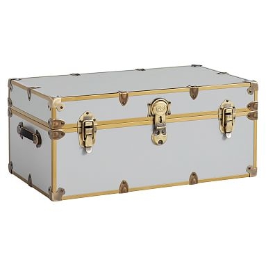 Dorm Trunk, Gray with Rubbed Brass, XXL - Image 0