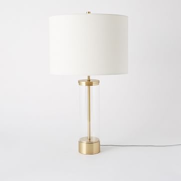 Acrylic Column Table Lamp, Antique Brass - Image 0