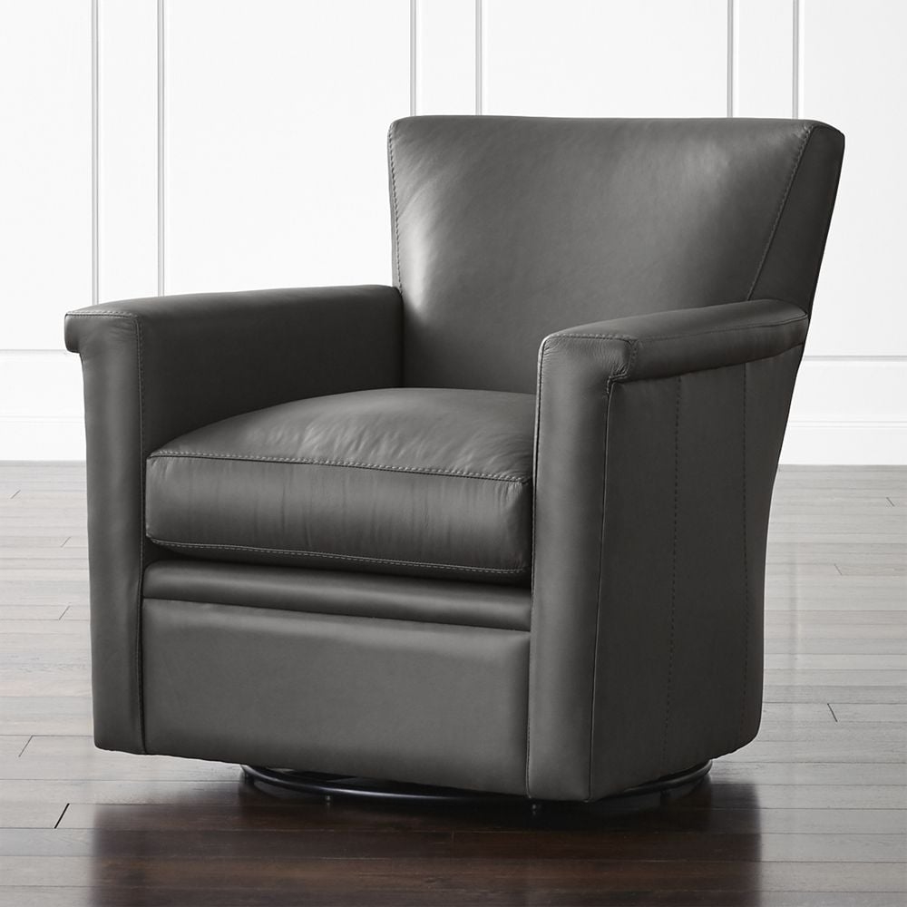 Declan Leather 360 Swivel Chair - Image 0