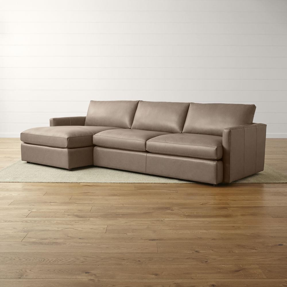 Lounge Deep Leather 2-Piece Left Arm Chaise Sectional Sofa - Image 0