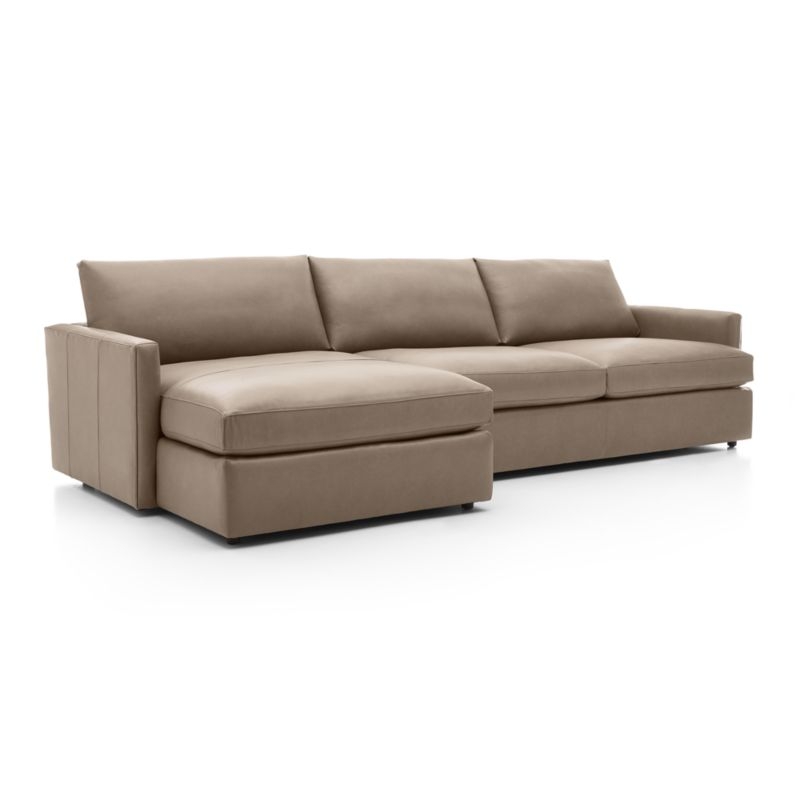 Lounge Deep Leather 2-Piece Left Arm Chaise Sectional Sofa - Image 1