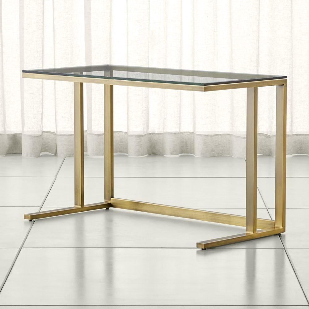 Pilsen Brass Desk with Glass Top - Image 0