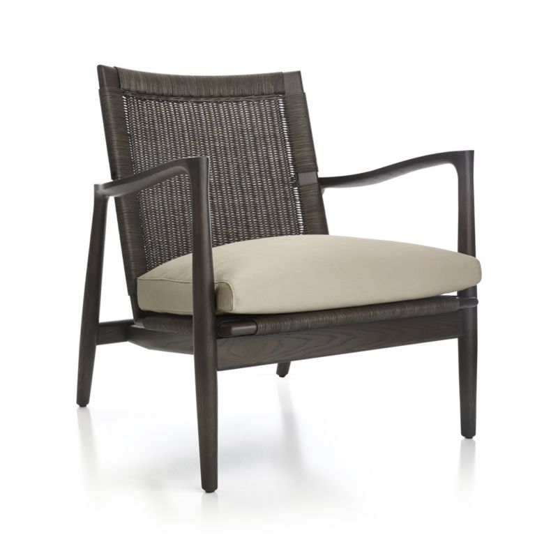 Sebago Midcentury Rattan Accent Chair with Fabric Cushion - Image 2