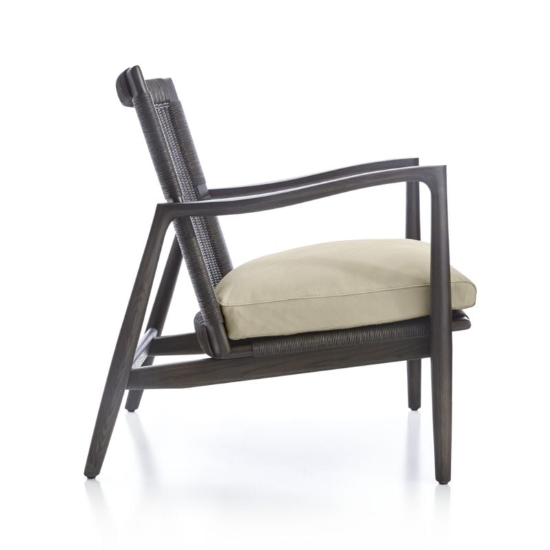 Sebago Midcentury Rattan Accent Chair with Fabric Cushion - Image 3