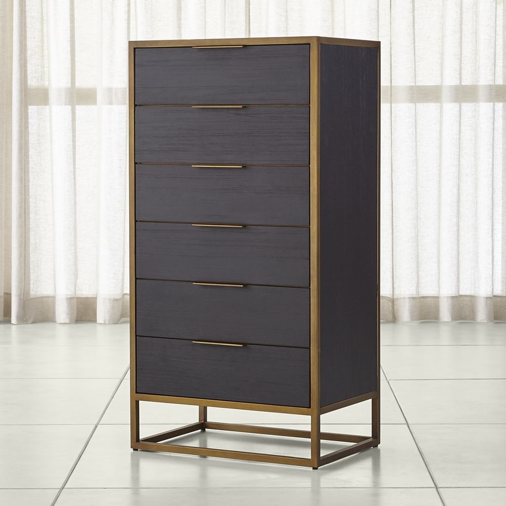 Oxford Black 6-Drawer Tall Chest - Image 0