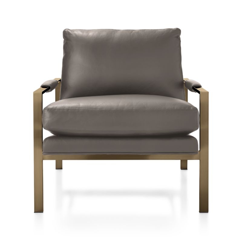 Milo Leather Chair with Brushed Brass Base - Image 2