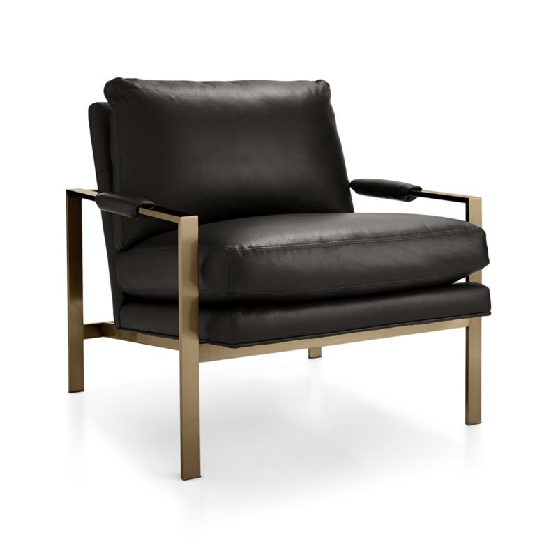 Milo Leather Chair with Brushed Brass Base - Image 3