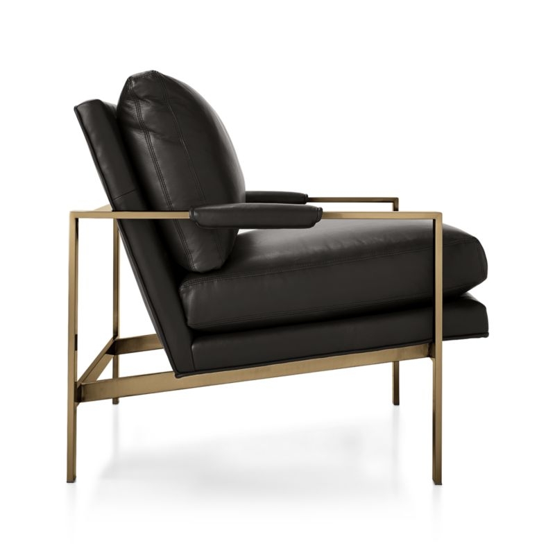 Milo Leather Chair with Brushed Brass Base - Image 4