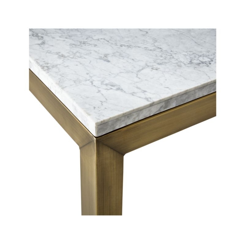 Parsons White Marble Top/ Brass Base 36x36 Square Coffee Table - Image 2