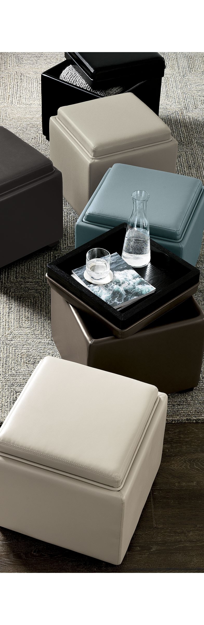 Stow Oyster 17" Leather Storage Ottoman - Image 1