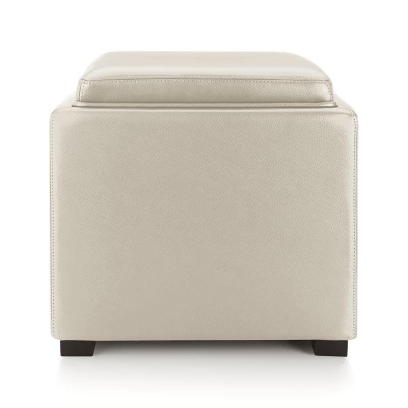 Stow Oyster 17" Leather Storage Ottoman - Image 5