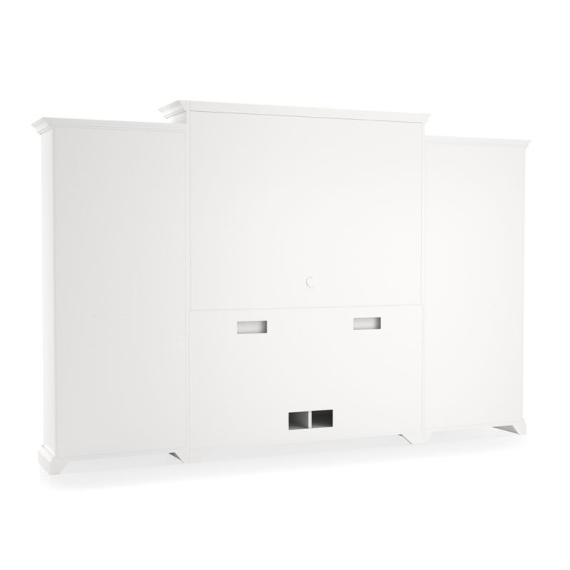 Cameo 4-Piece Modular White Glass Door Wall Unit: Media Console, Hutch with Glass Doors, Modular Left and Right Storage Bookcases. - Image 3