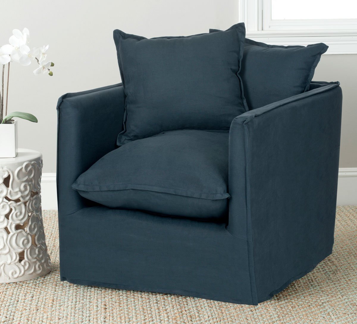 Joey Arm Chair, Dark Blue - Image 1