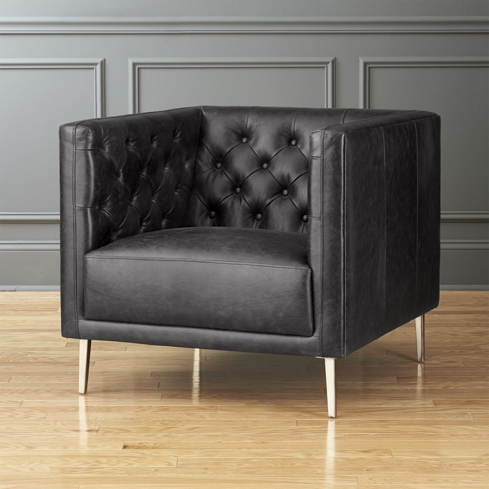 Savile Black Leather Tufted Chair - Image 0
