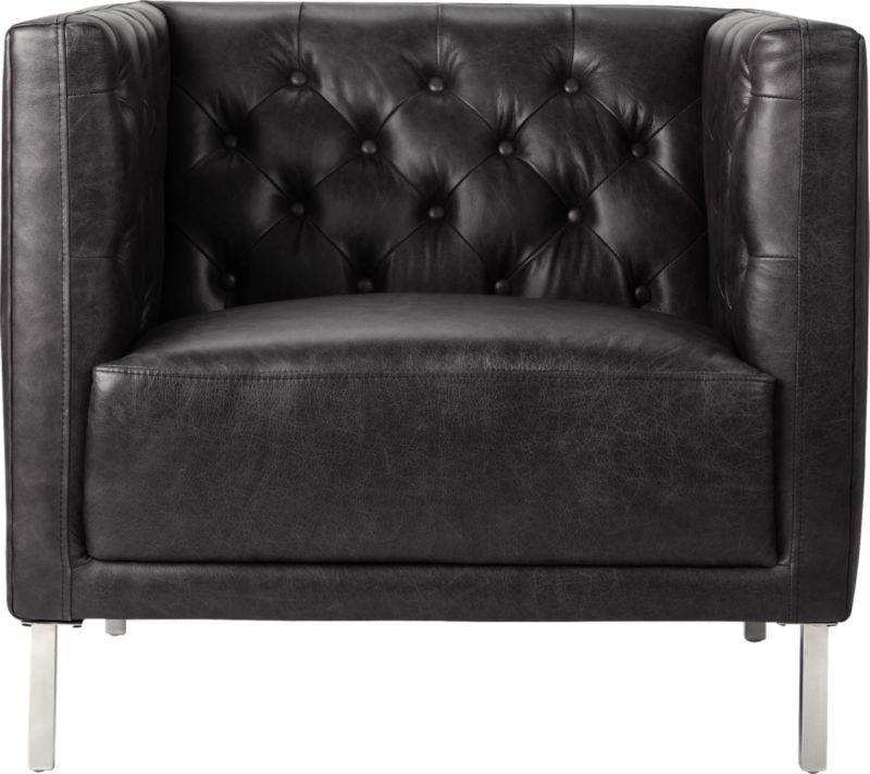 Savile Black Leather Tufted Chair - Image 1